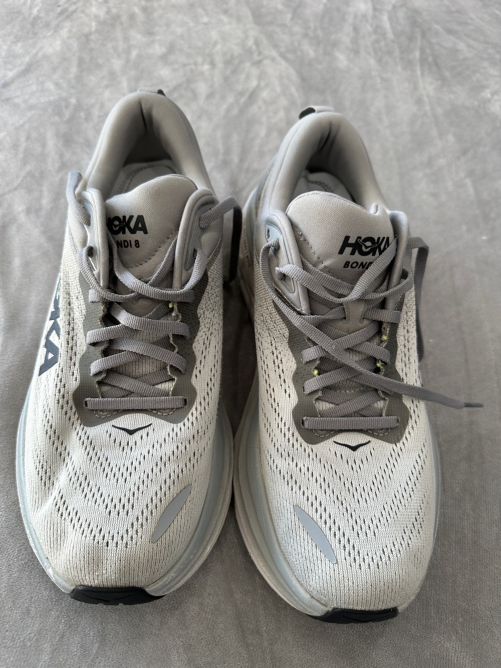 Hoka One One Bondi 8 Shark Gray Athletic Running Shoes Sneakers Men's Size 10 D